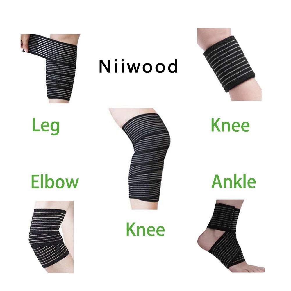 Extra Long Elastic Knee Wrap Compression Bandage Brace Support for Legs, Plan…