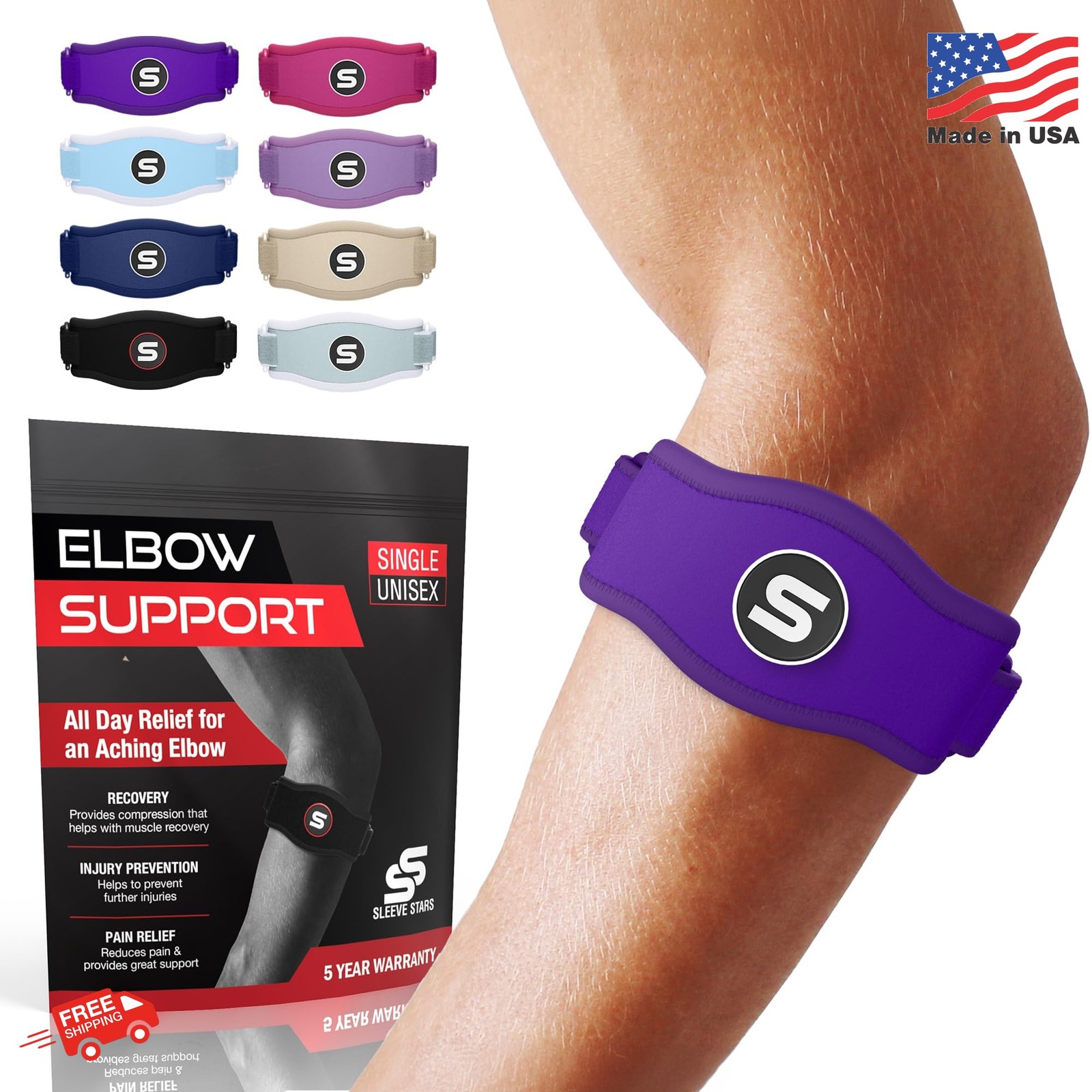 Sleeve Stars Tennis Elbow Brace for Men & Women, Elbow Brace for Tendonitis, Ten