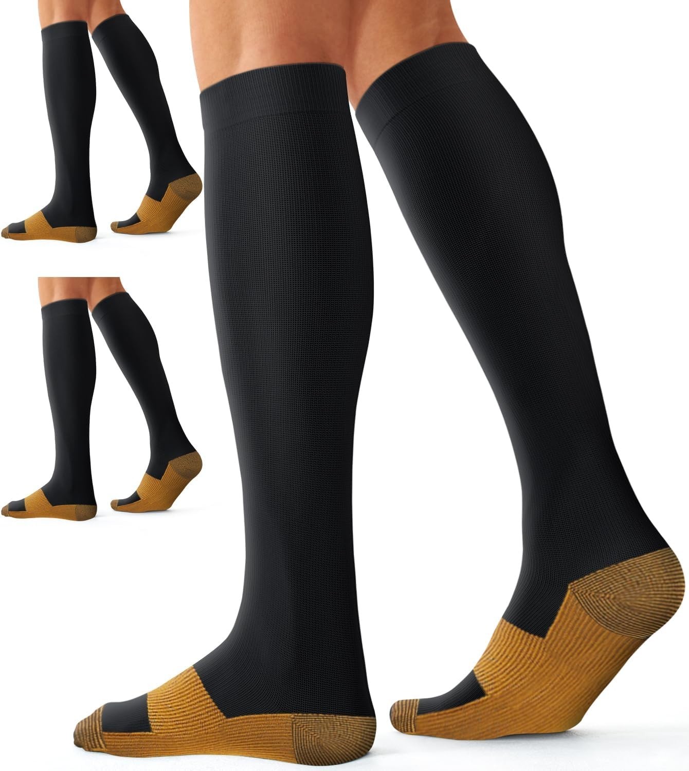 3 Pairs Compression Socks Stockings Womens Mens Knee High Medical 15-20 mmHG