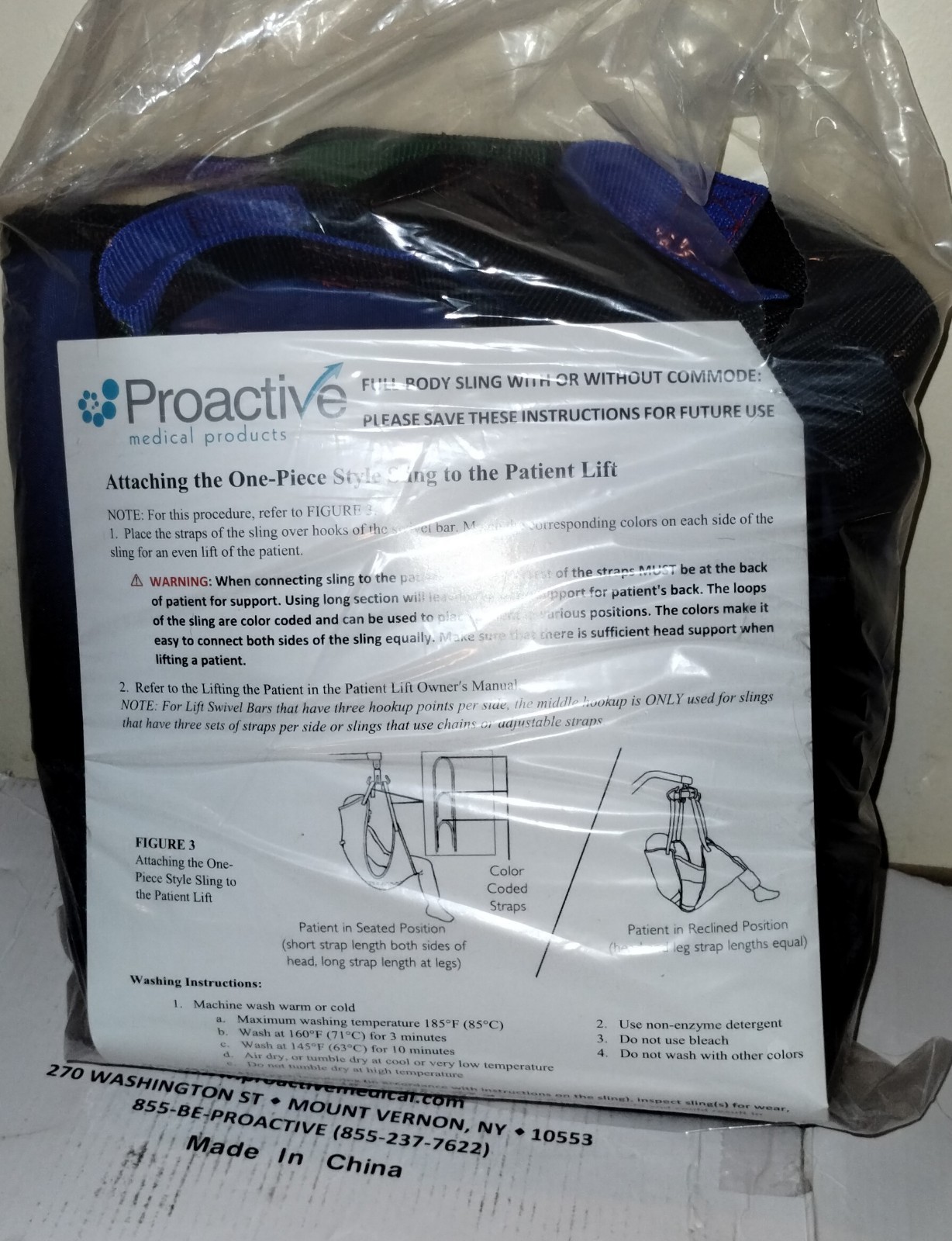 Proactive Full Body Mesh Sling w/ Commode Opening Patient Lift 600 lb Capacity