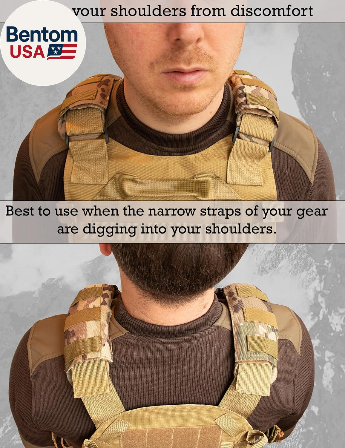 Shoulder Strap Pad for Optimal Weight Distribution, Plate Carrier Shoulder Pads