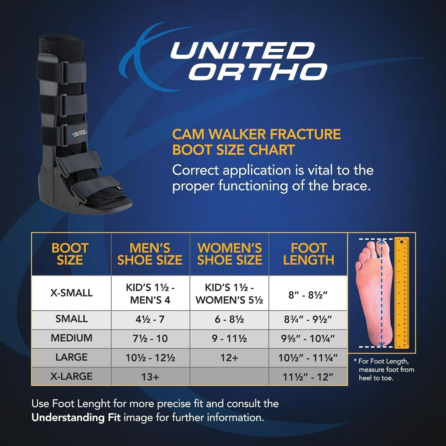 MEDIUM United Ortho Cam Walker Fracture Boot Black USED Men 7-10 Women 9-12