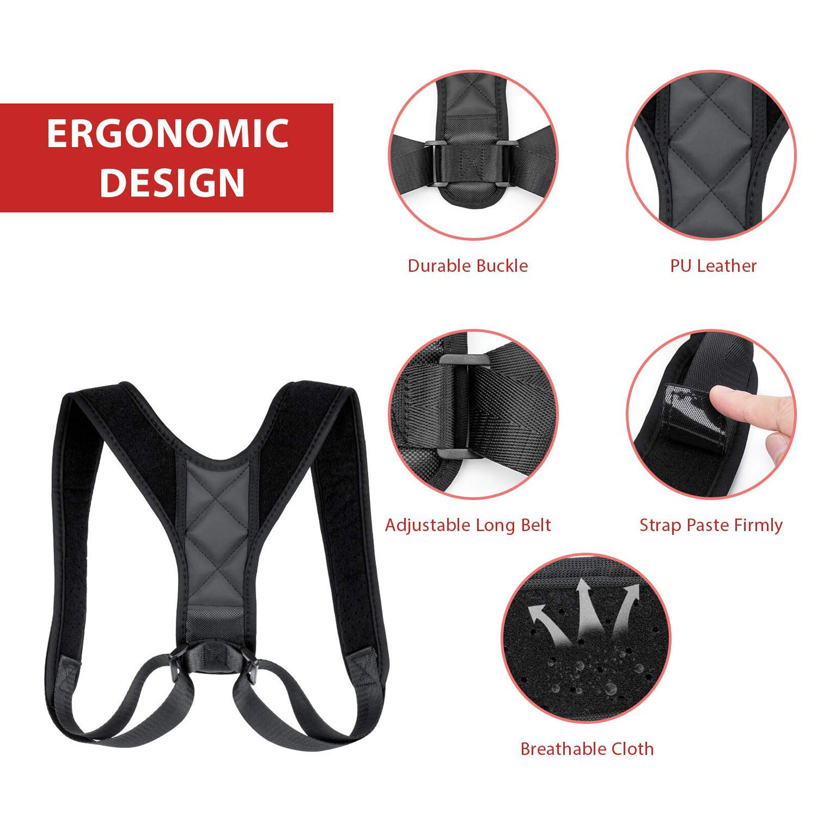 Straight Support Back Brace Posture Corrector For Instant&Long Term Pain Relief