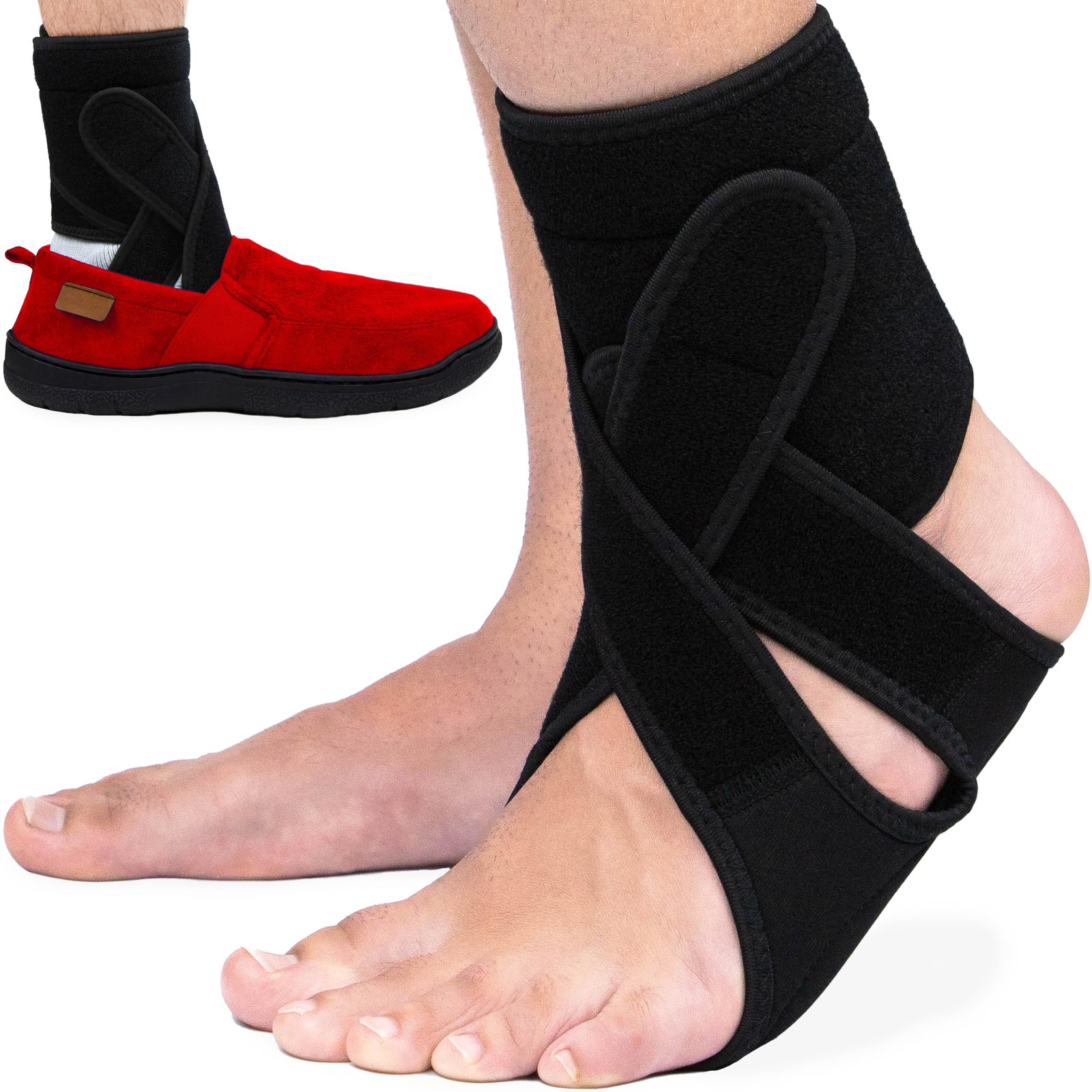 Omeer Left Foot AFO Drop Brace For Walking With Shoes, One Size, Black