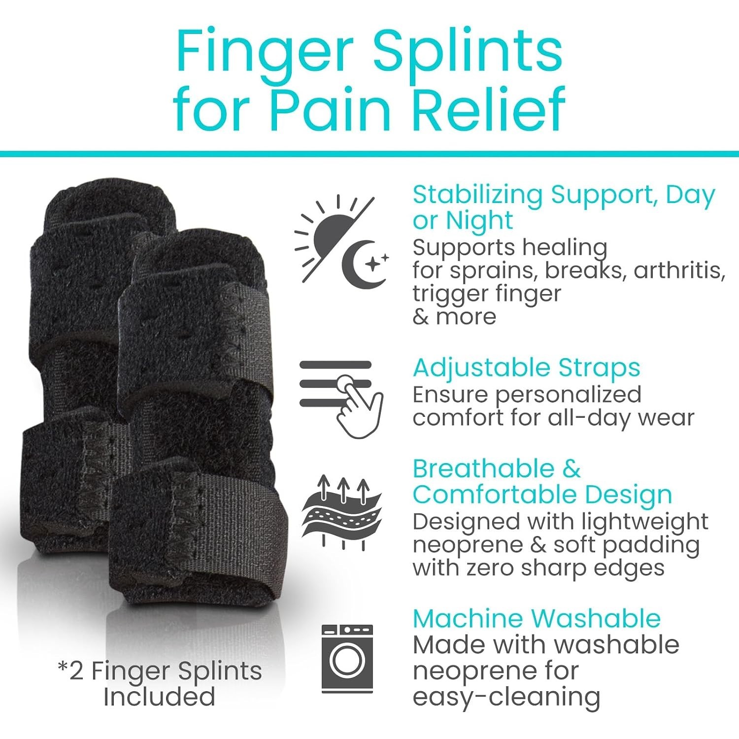 Vive Finger Splint (2 Pack) – Universal Finger Straightener – Broken | Trigger