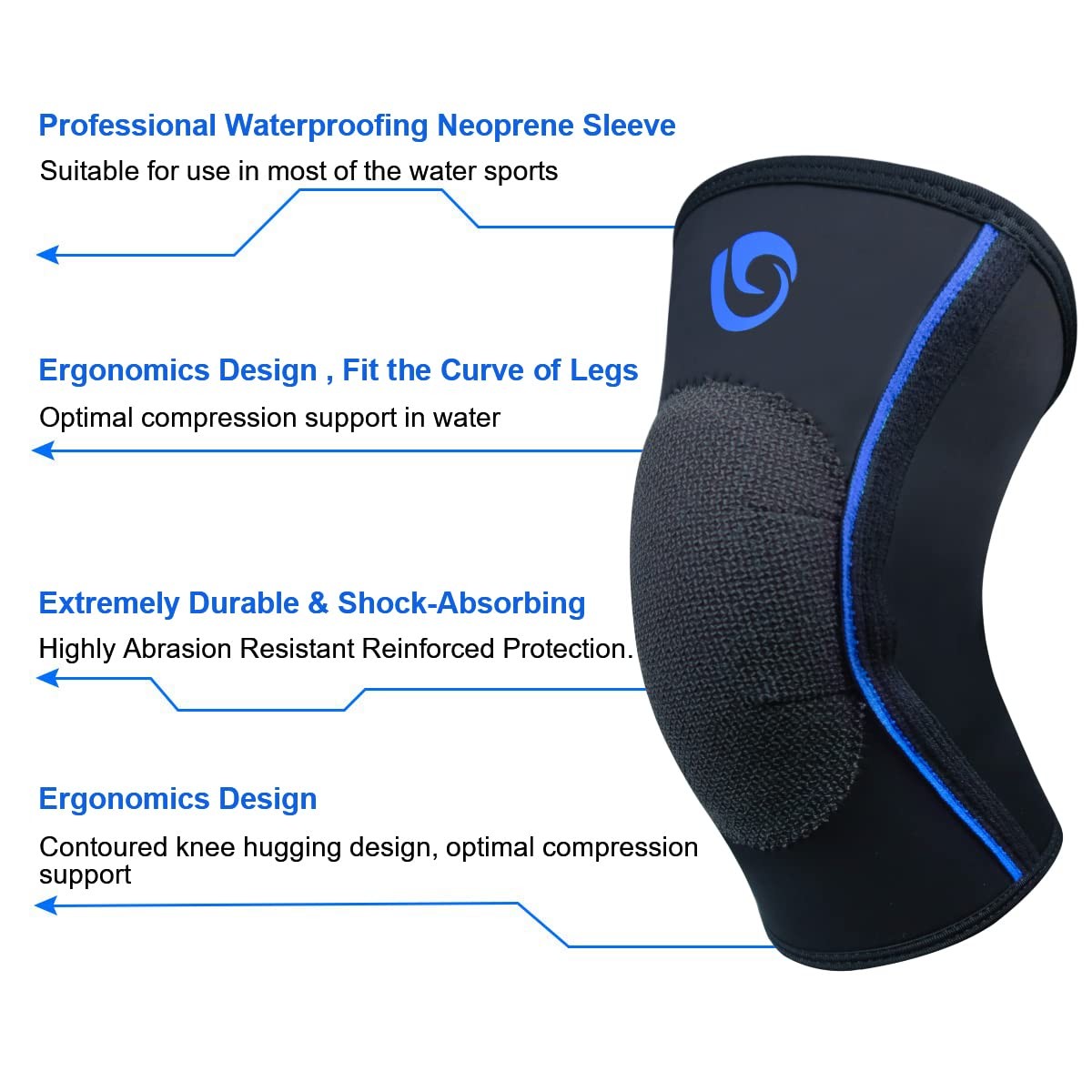 AquaFlex Pro Knee Pad, Compression Knee Sleeve for Swimming, Aquatic, Sailing…