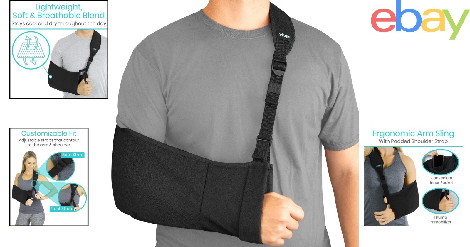 Ergonomic Shoulder Immobilizer for Injury Recovery, Comfortable Adjustable Fit