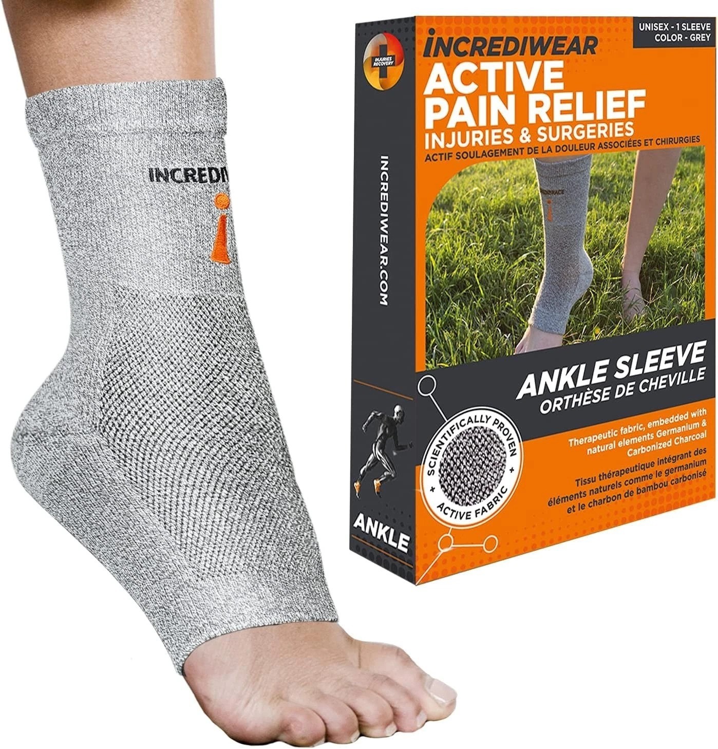 Incrediwear Ankle Brace X-Large Grey – Plantar Fasciitis Achilles Support