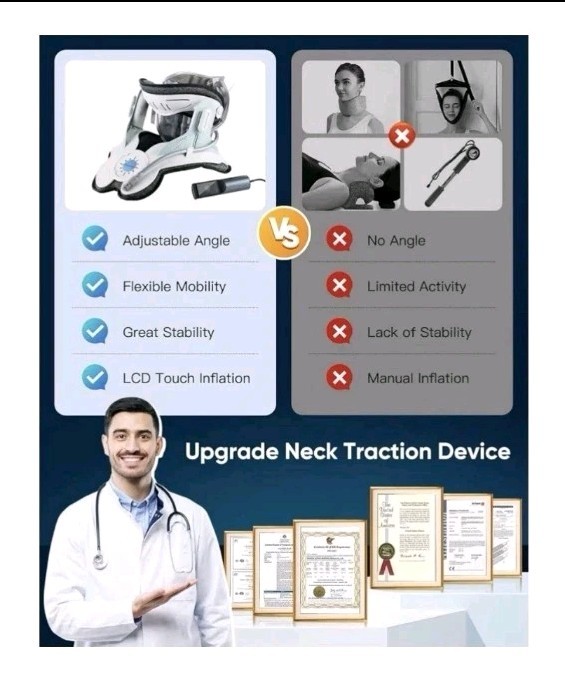 Cervical Neck Traction Device: Neck Stretcher for Cervical Pain Relief, Electric