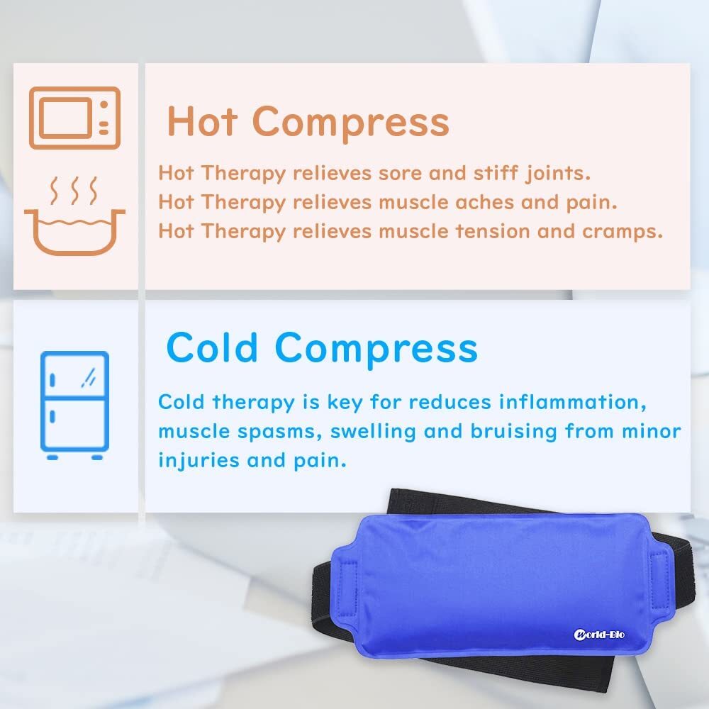 Premium Adjustable Safe Portable Reusable Nylon Gel Cold Hot Pack 2 Count Blue