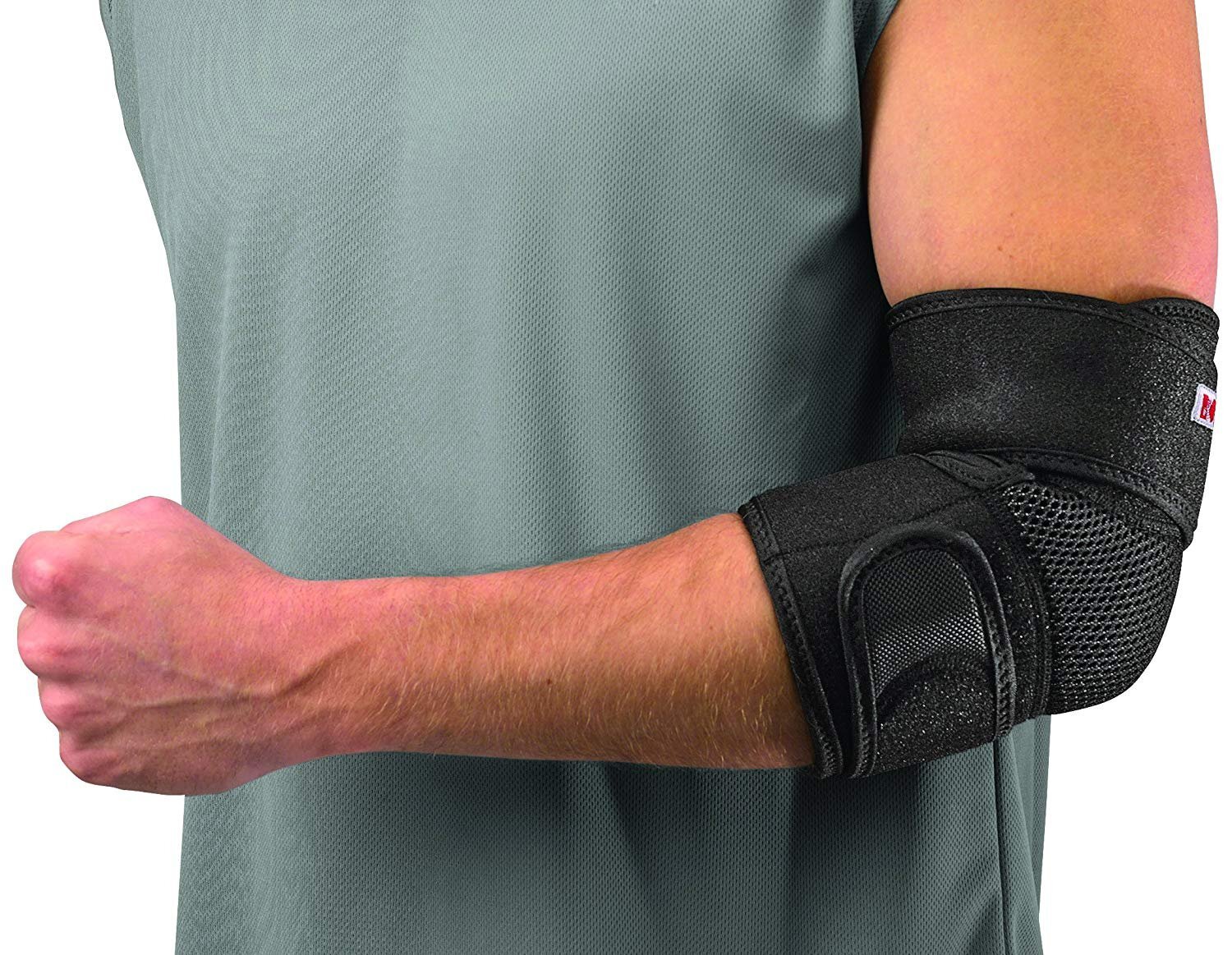 Mueller Elbow Brace Support Adjustable Antimicrobial Fabric Slip On Design
