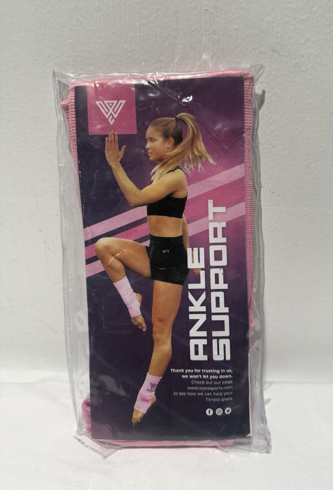NEW WYOX Pink Compression Ankle Support Sleeve L/XL Fitness Sports Brace