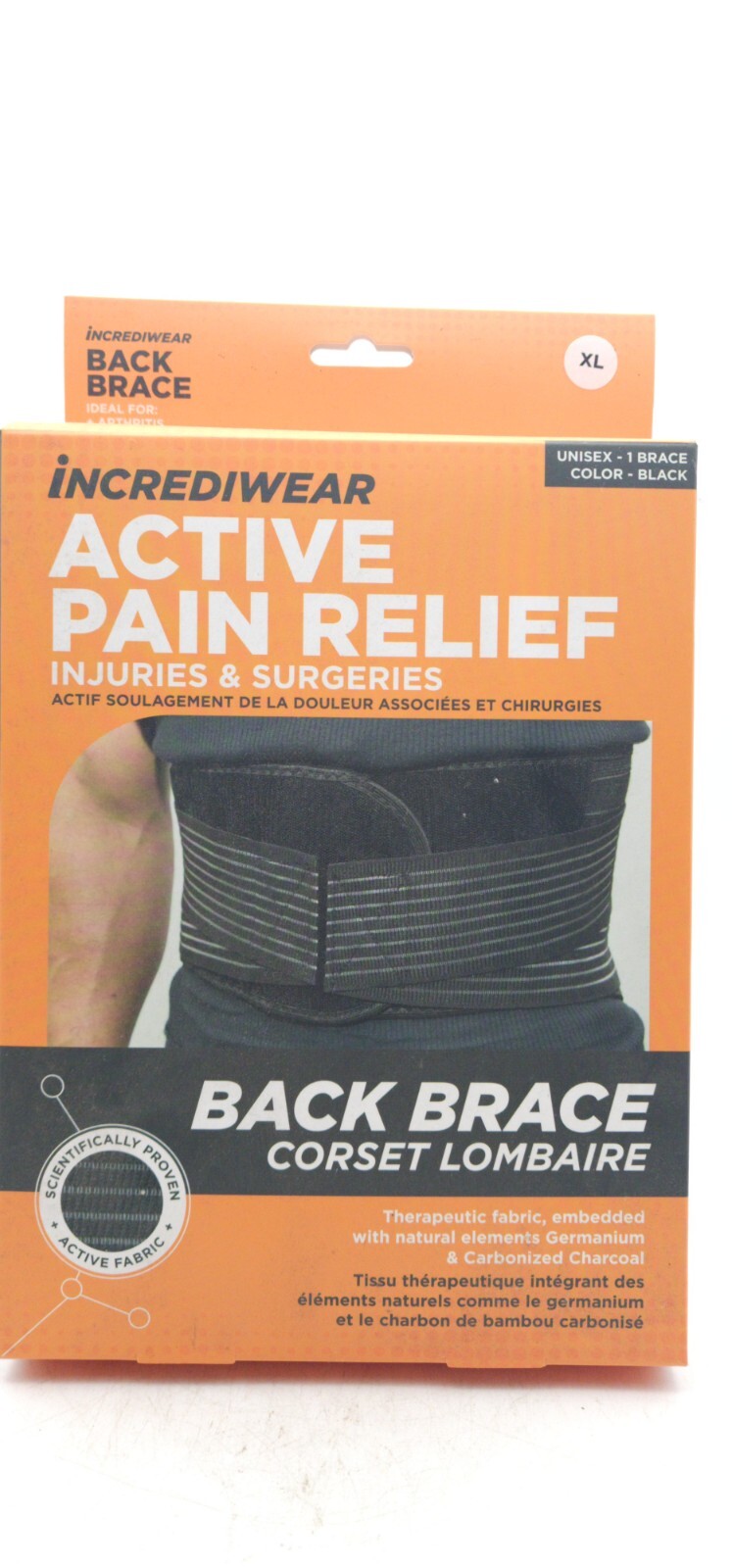 Incrediwear Back Brace Support ( Med, Large, XL, XXL) Black NEW