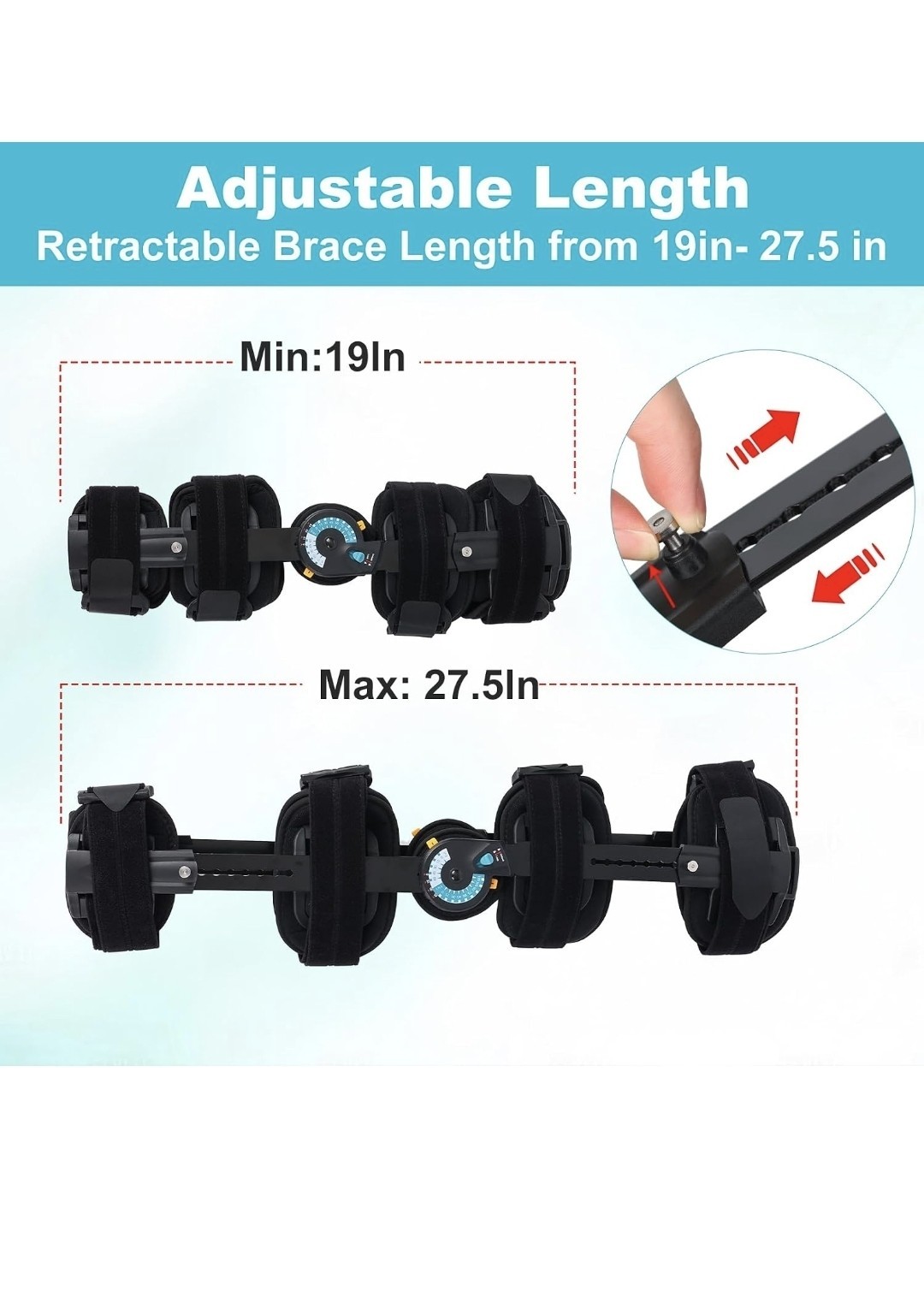 ROM Knee Brace, Hinged Immobilizer for ACL, MCL & PCL Injury, Fits Left or Right