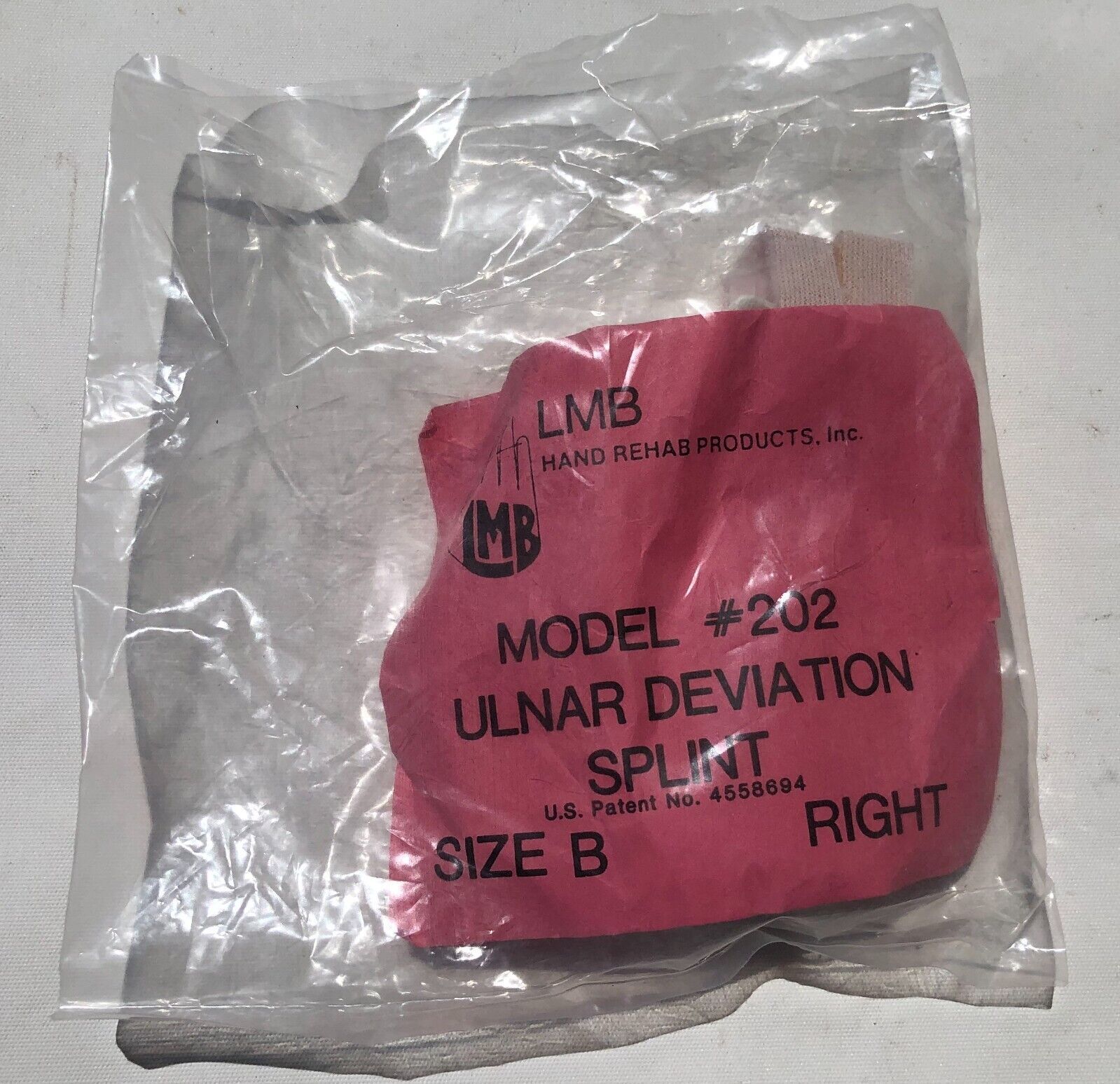 LMB Soft-Core Ulnar Finger Deviation Splint Model 202 Sz B Right
