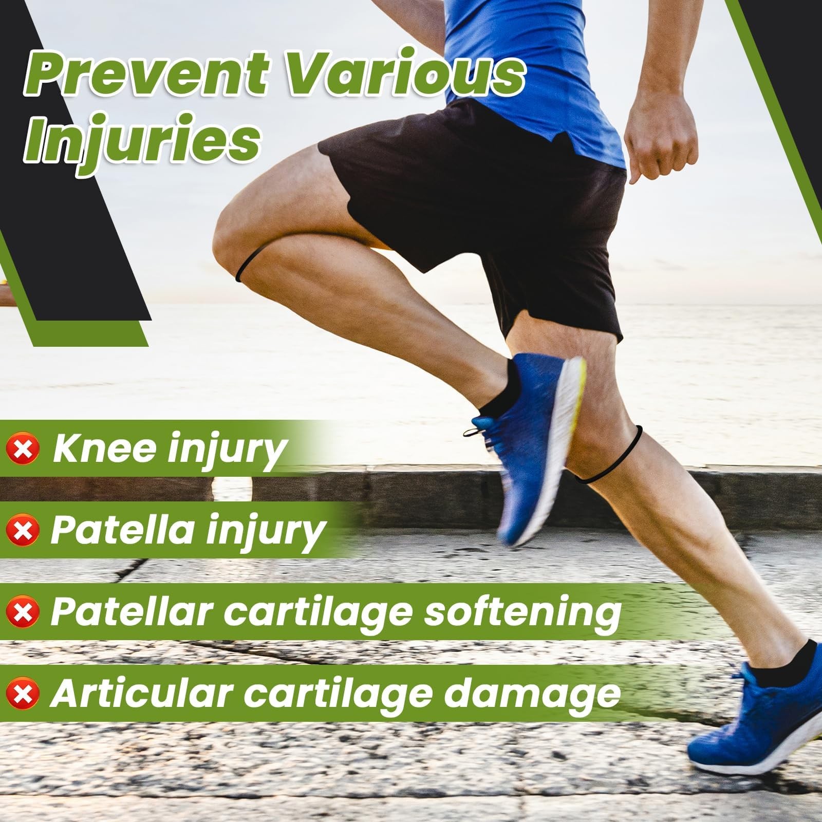Aolabela 4PCS Patellar Tendon Knee Strap Band One Size, Black + White