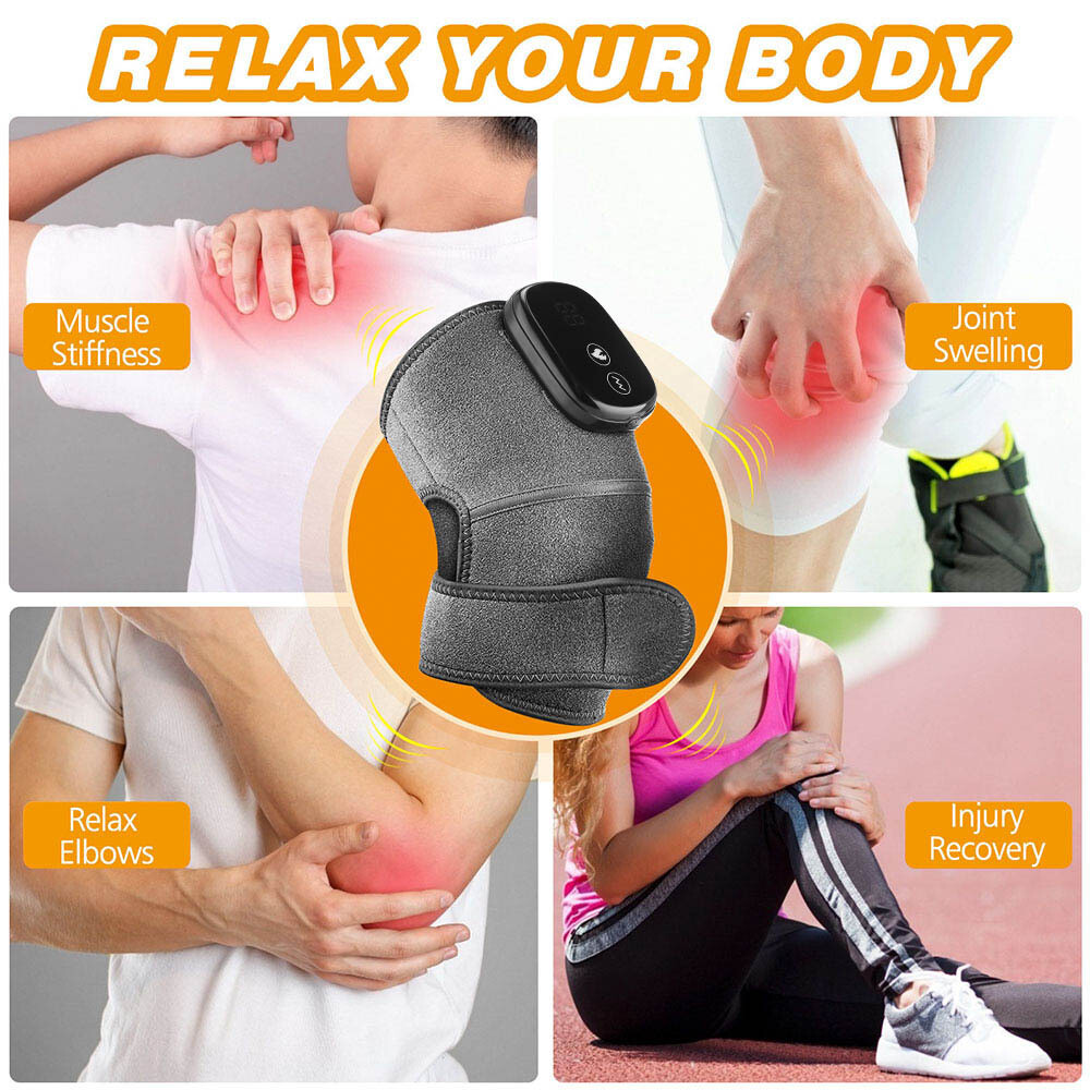 Electric Heating Therapy Vibration Knee Massager Pain Relieve Arm Leg Brace Pad