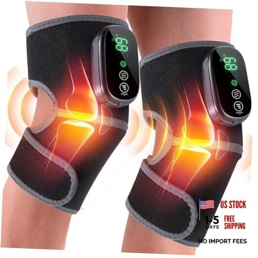 Cordless Heated Knee Massager, 3-in-1 Heating Pad One Size Black-gray 2pcs