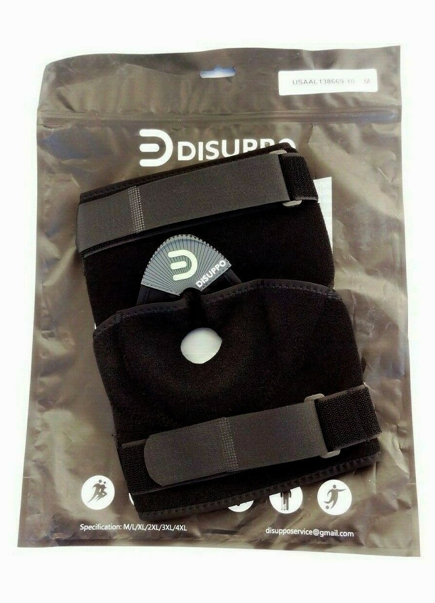 DISUPPO Knee Brace Support Adjustable Open Patella Tears Swelling Relief Sz. L