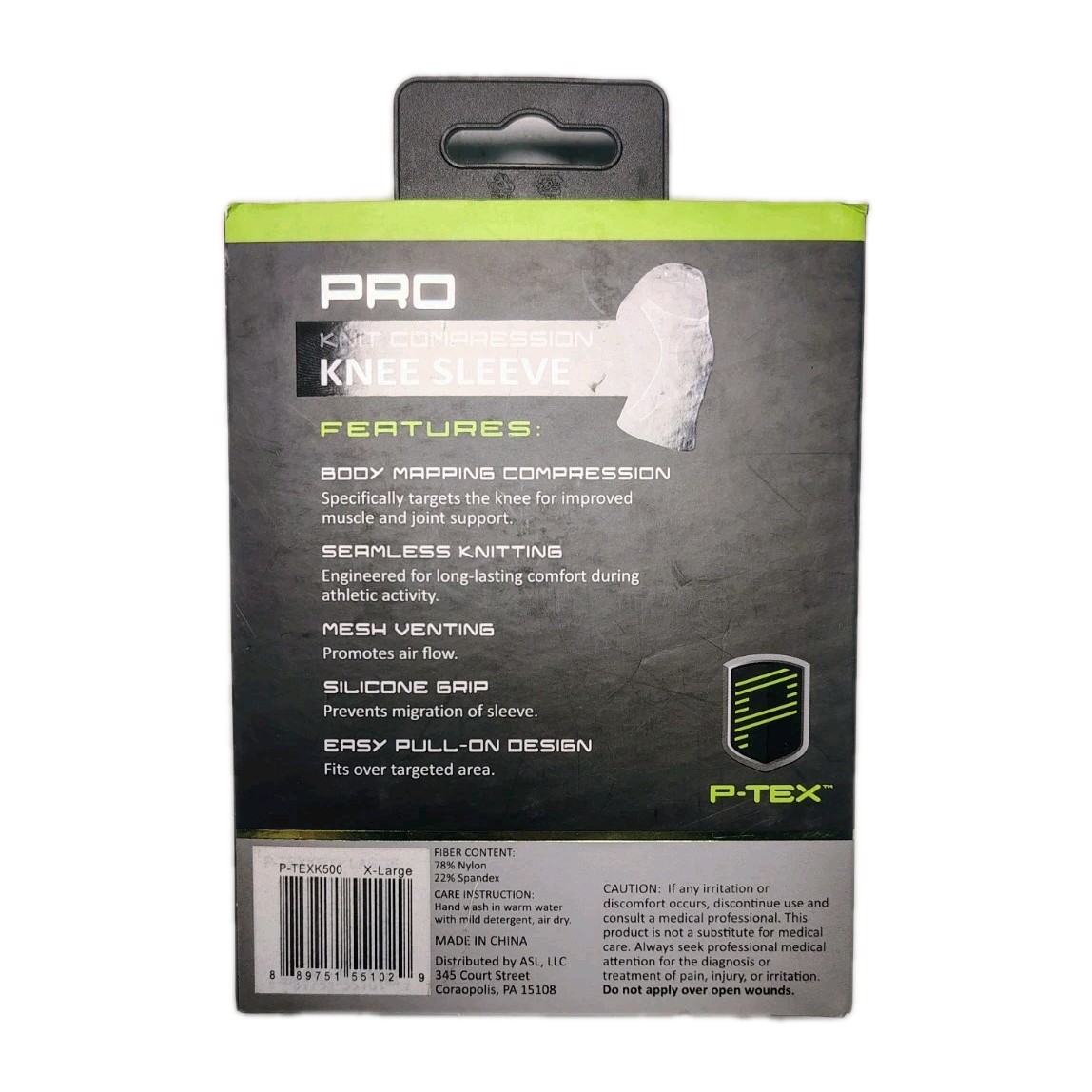 P-TEX PRO Knit Compression Knee Sleeve – Size XL Black Fast Shipping