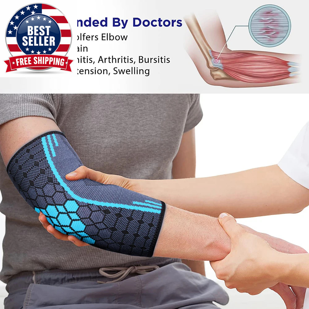 1PC Elbow Compression Sleeves for Tennis and Golfer’S Elbow, Breathable Elastic