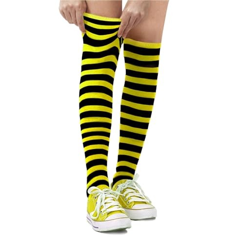 Cotton Striped Socks for Adults – Striped Knee High Socks for Yellow & Black