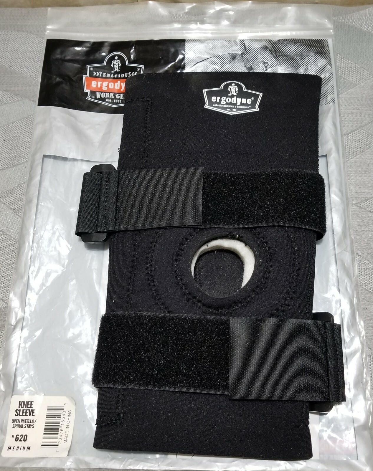 ERGODYNE ProFlex Neoprene Knee Support Sleeve Open Patella & Spiral Stays M Adju