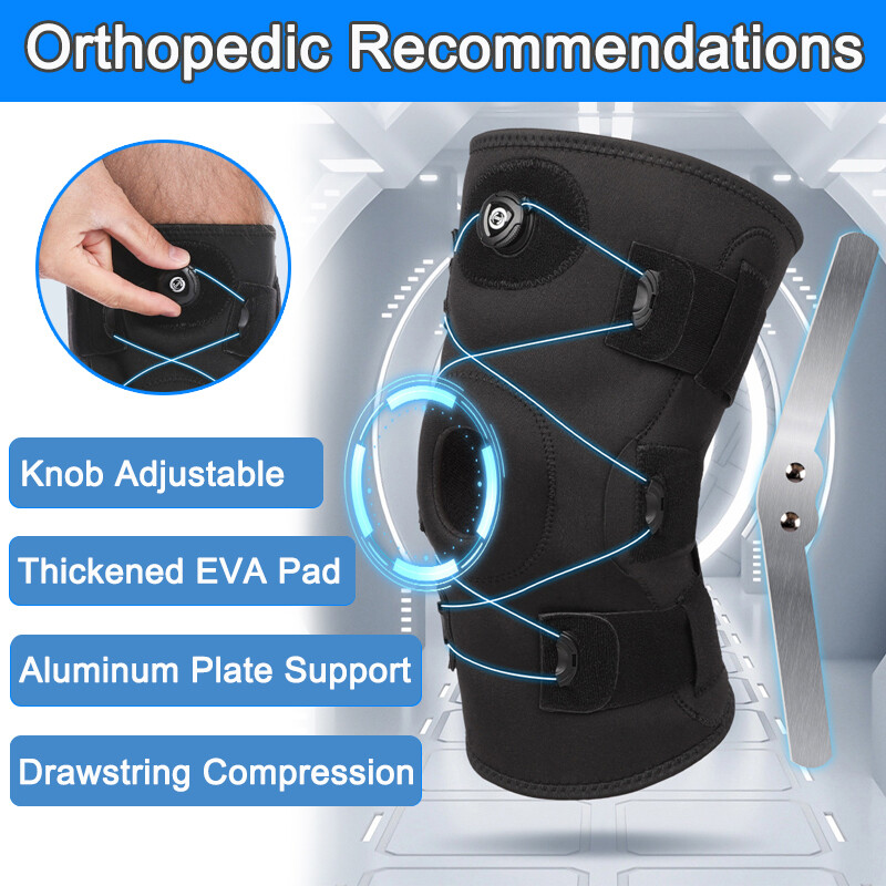 Hinged Knee Brace Joint Support Compression Sleeve Open Patella Stabilizer Wraps