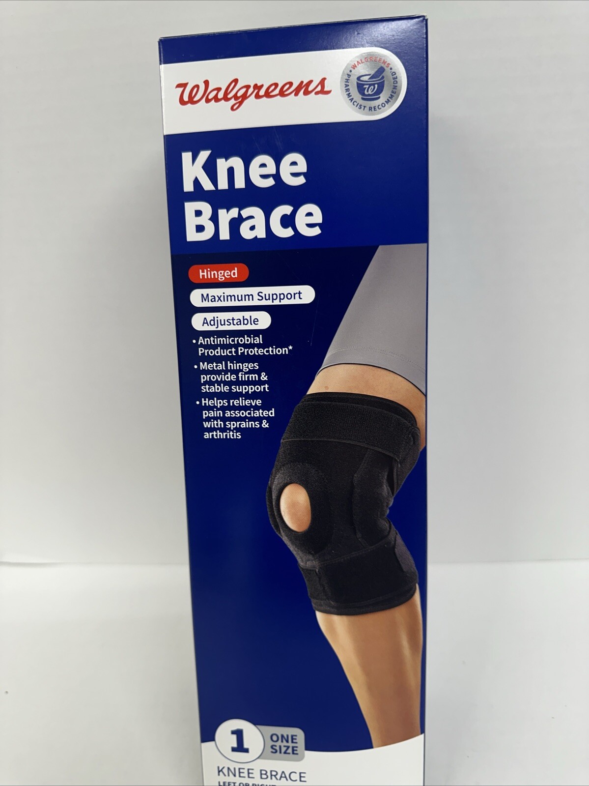 Walgreens Knee Brace Hinged Maximum Support Adjustable Antimicrobial 1 Size All