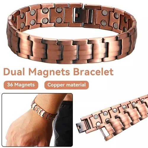 Men’s Bracelet Magnetic Therapy Arthritis Pain Relief Pure Solid Copper Bangle-
