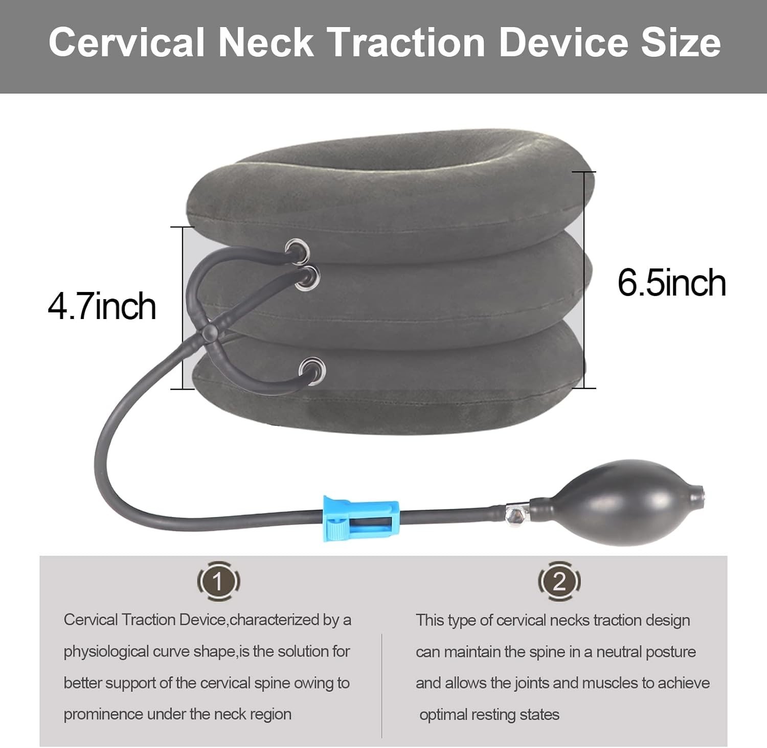 Cervical Neck Traction Device,Three Tube Quick Inflation,Relieves Neck Should…