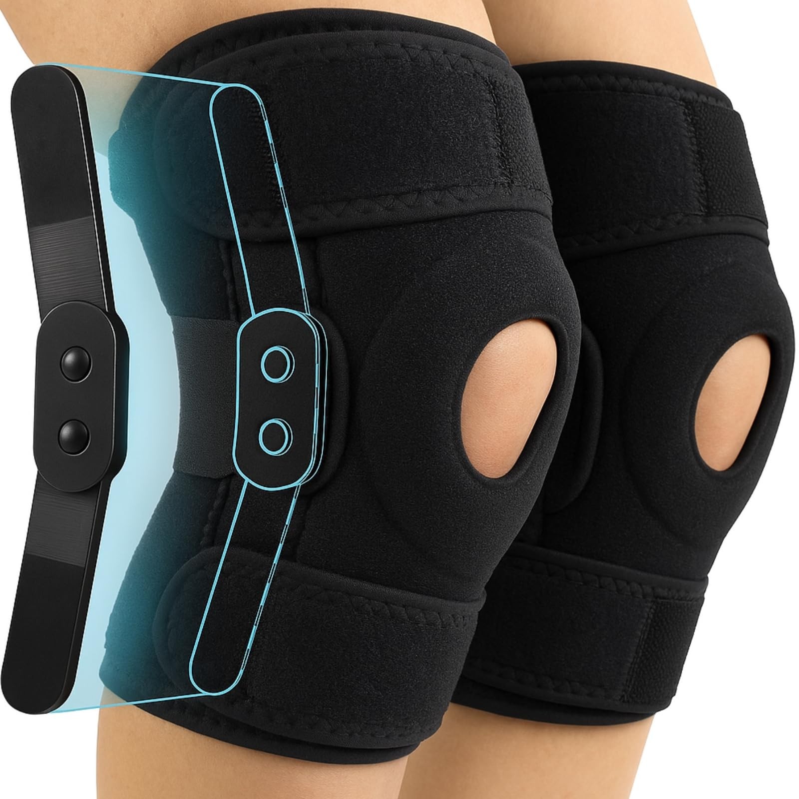Vive Hinged Knee Brace (2 Pack) – Relieves ACL, MCL, Meniscus Small, Black