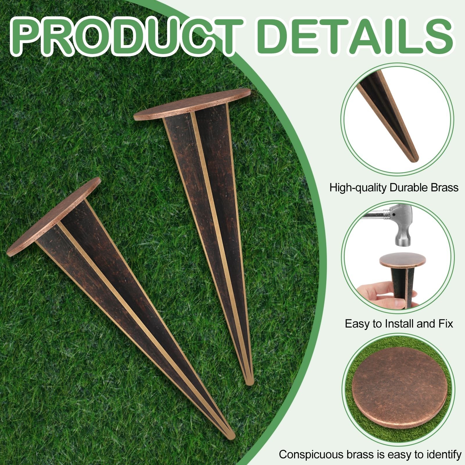 8 Pack Permanent Property Line Markers, 7×3 Inch Brass Boundary Markers for P…