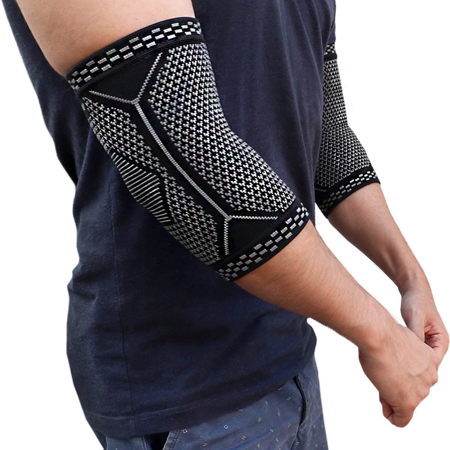 Blitzu Elbow Brace Elastic Compression Arm Sleeves Tendonitis Bursitis Arthritis