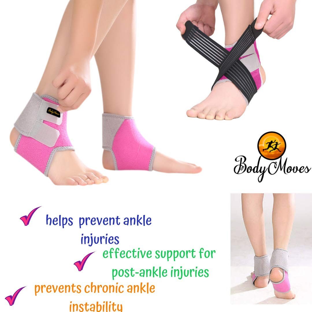 Kid’s Ankle brace support PLUS Hot and Cold Ice Pack (Sweet Pink, MED for Big…