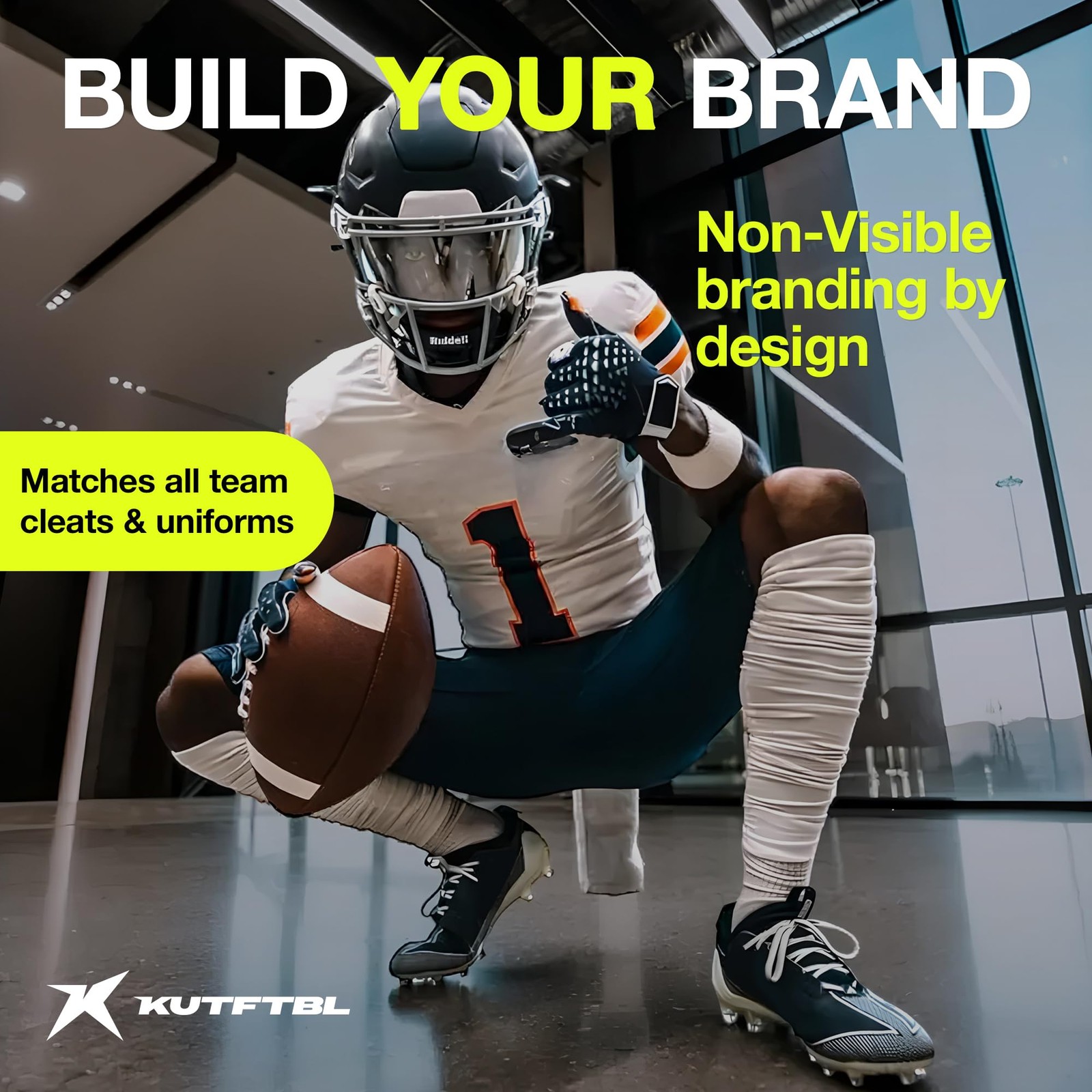 Pre-Scrunched Football Leg Sleeves Built-In Hidden Elastic Bands Knee