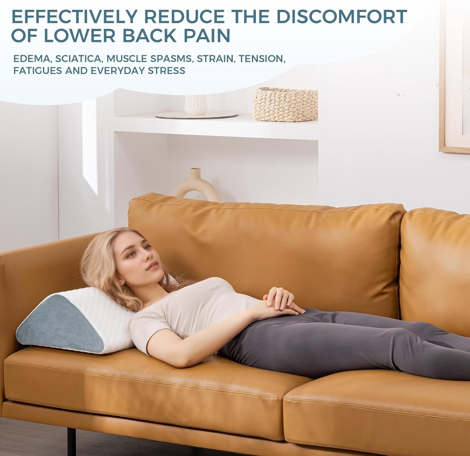 Knee Wedge Pillow 6.3” for Post-Surgery Recovery-Leg Elevation Support for S…