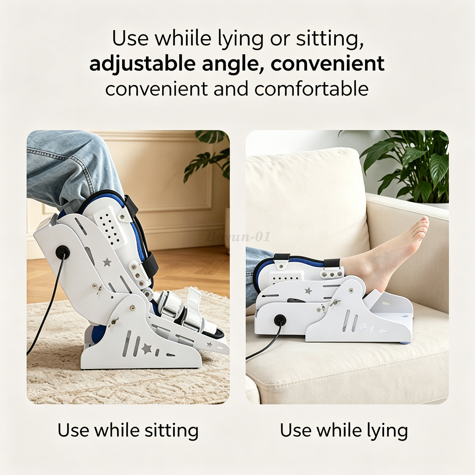 Upgraded Electric Ankle Exerciser Remote Control Trainer w/ Left & Right Braces