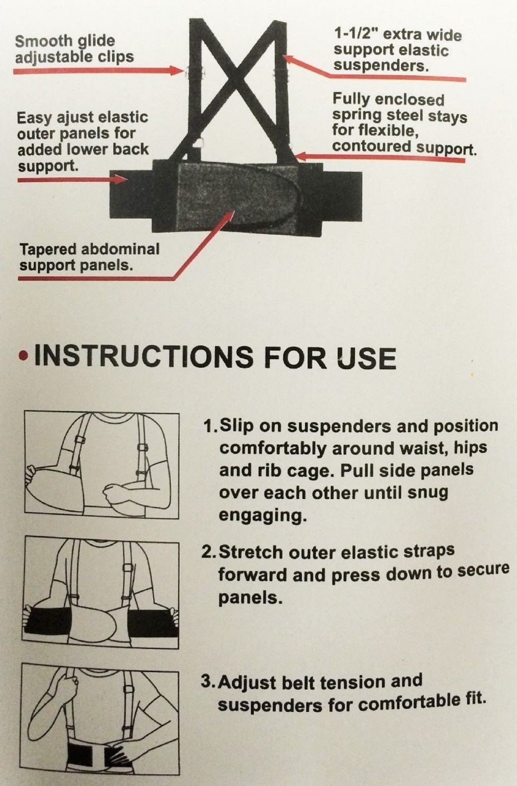 XL HeavyDuty Lift Lumbar Lower Back Waist Support Belt Brace Suspenders for Work