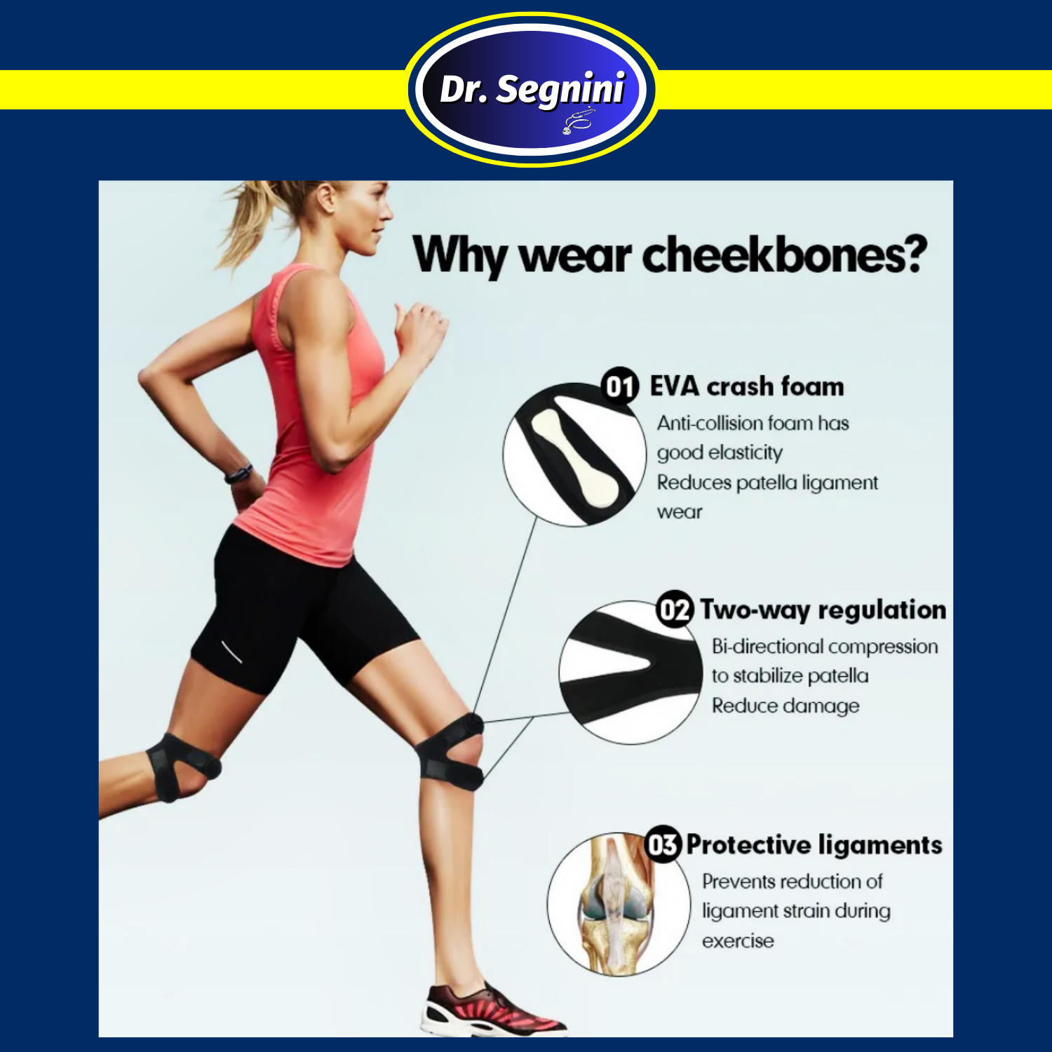 1 Pair Compression Knee Support Brace Patella Joint Pain Arthritis Relief Sleeve