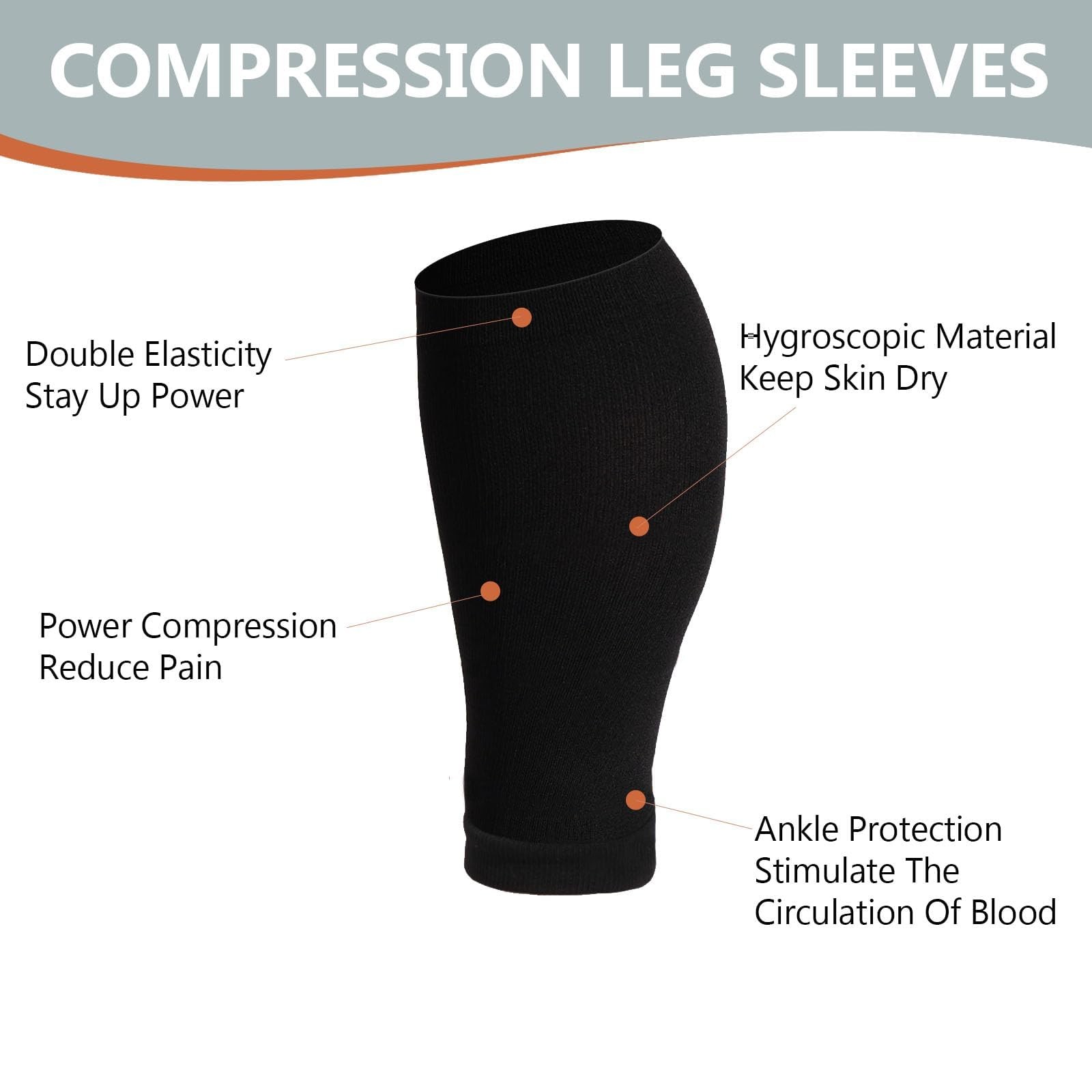 Plus Size Compression Leg Sleeves for Women& Men 15-20mmHg Wide Calf Knee
