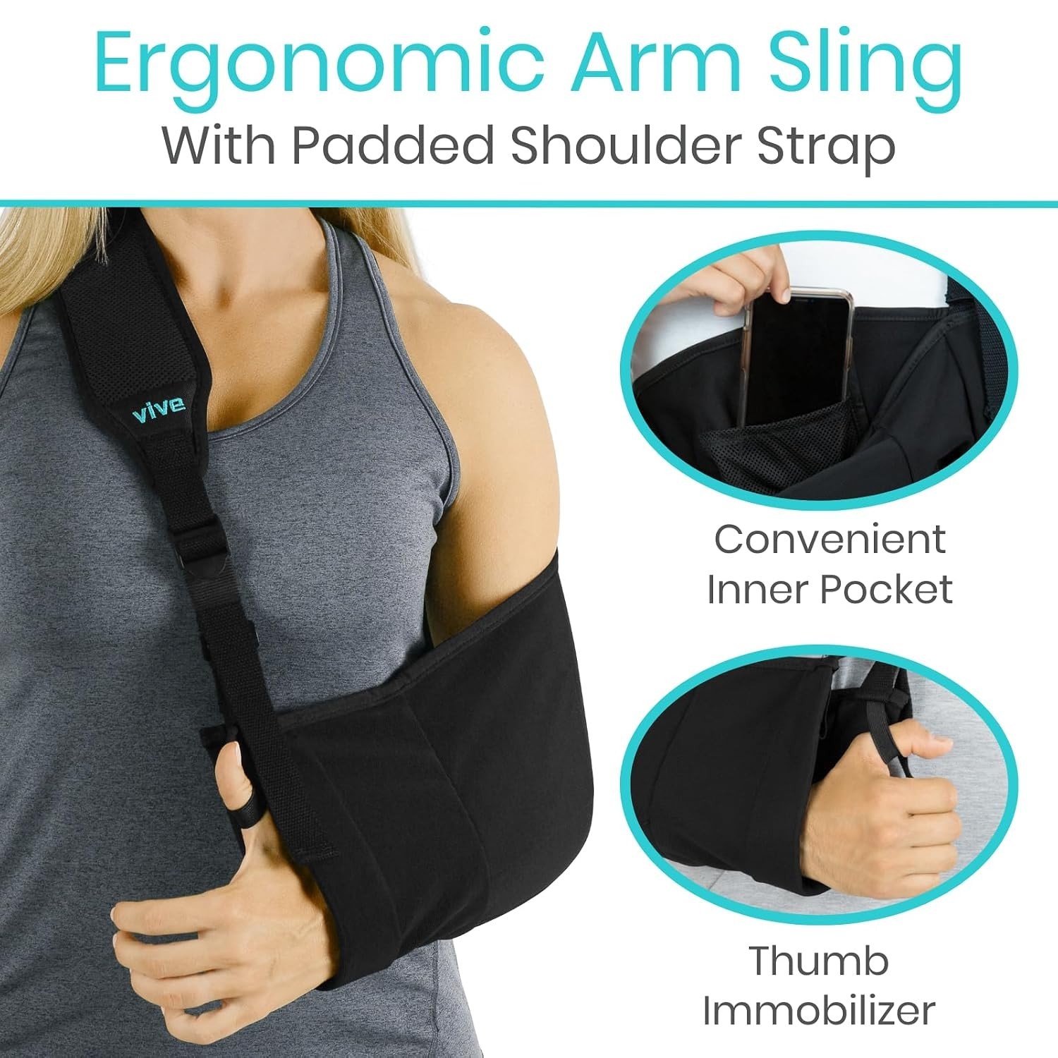 Ergonomic Shoulder Immobilizer for Injury Recovery, Comfortable Adjustable Fit