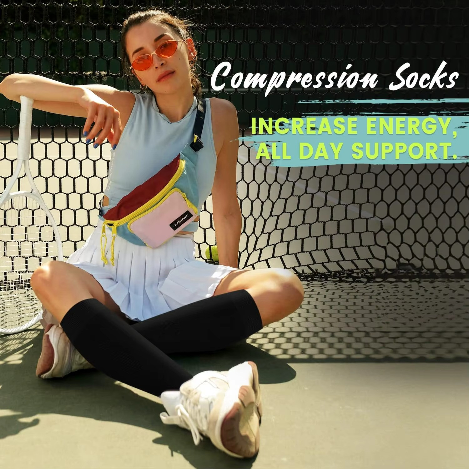 6 Pairs Solid Color Copper Compression Socks Nurse Compression Socks Black Skin