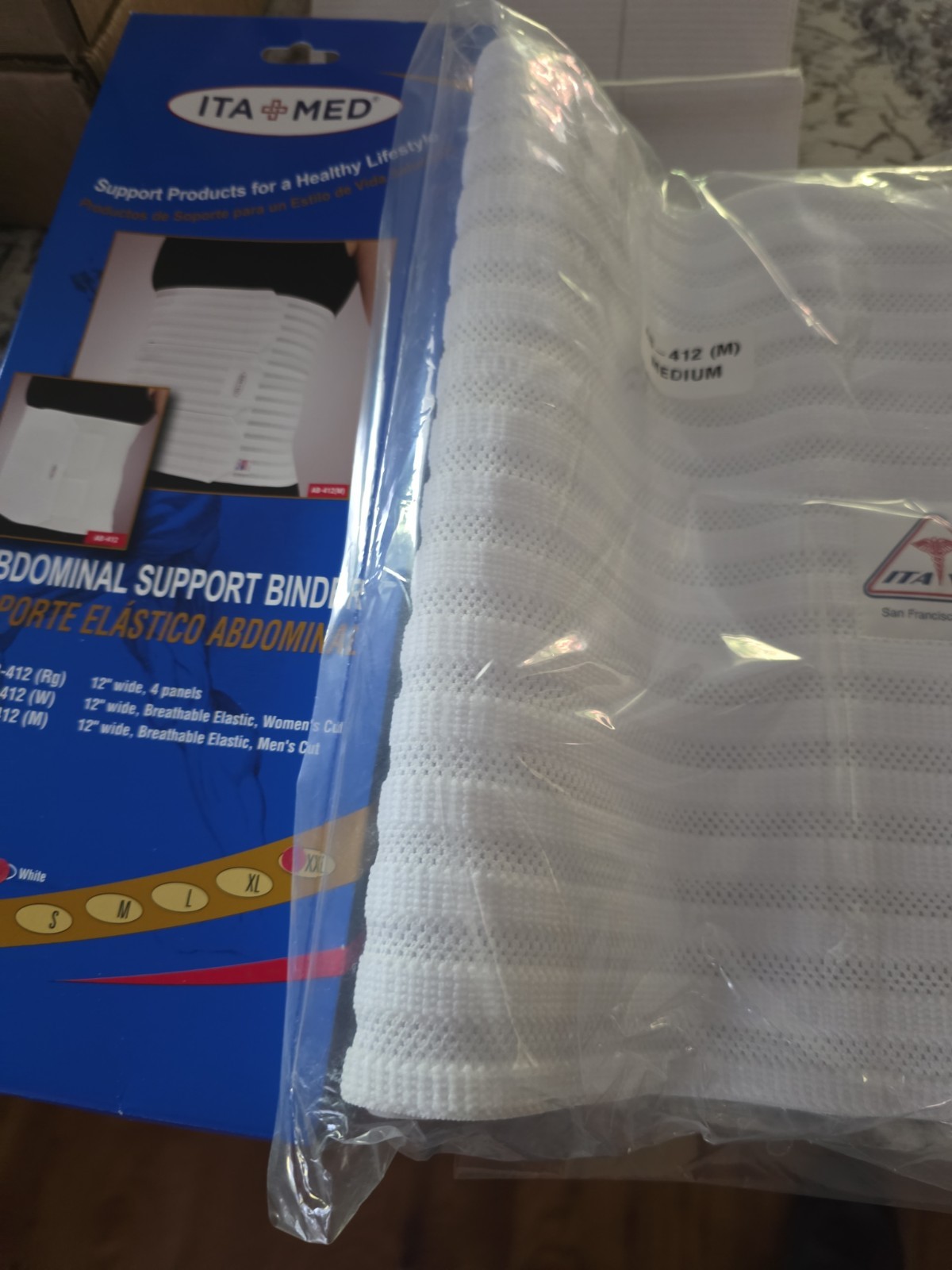 ITA-MED Men’s Abdominal Support Binder – Breathable Elastic – Made in USA NEW!!!
