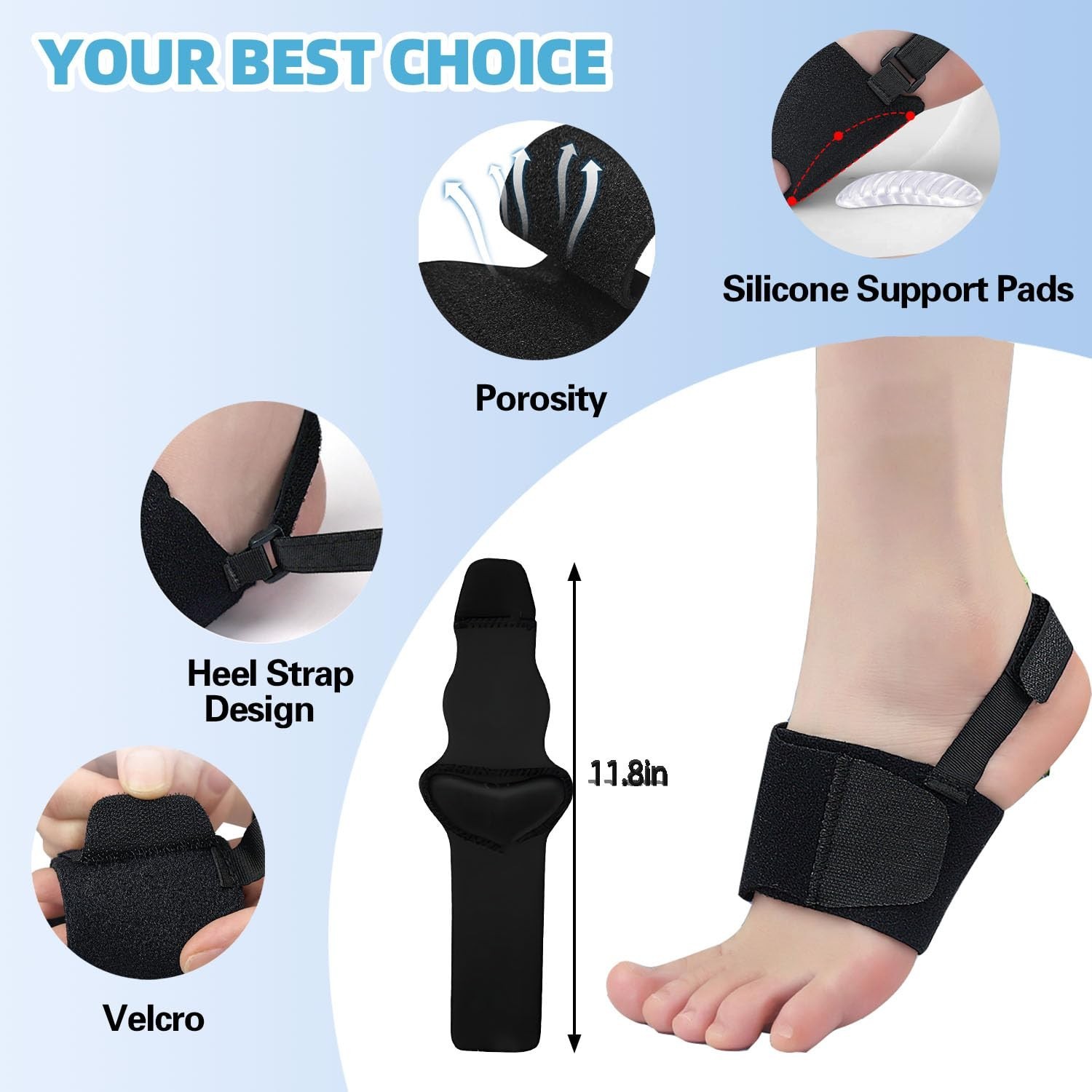 Arch Support Brace Pair Compression Sleeves for Flat Feet Plantar Relief