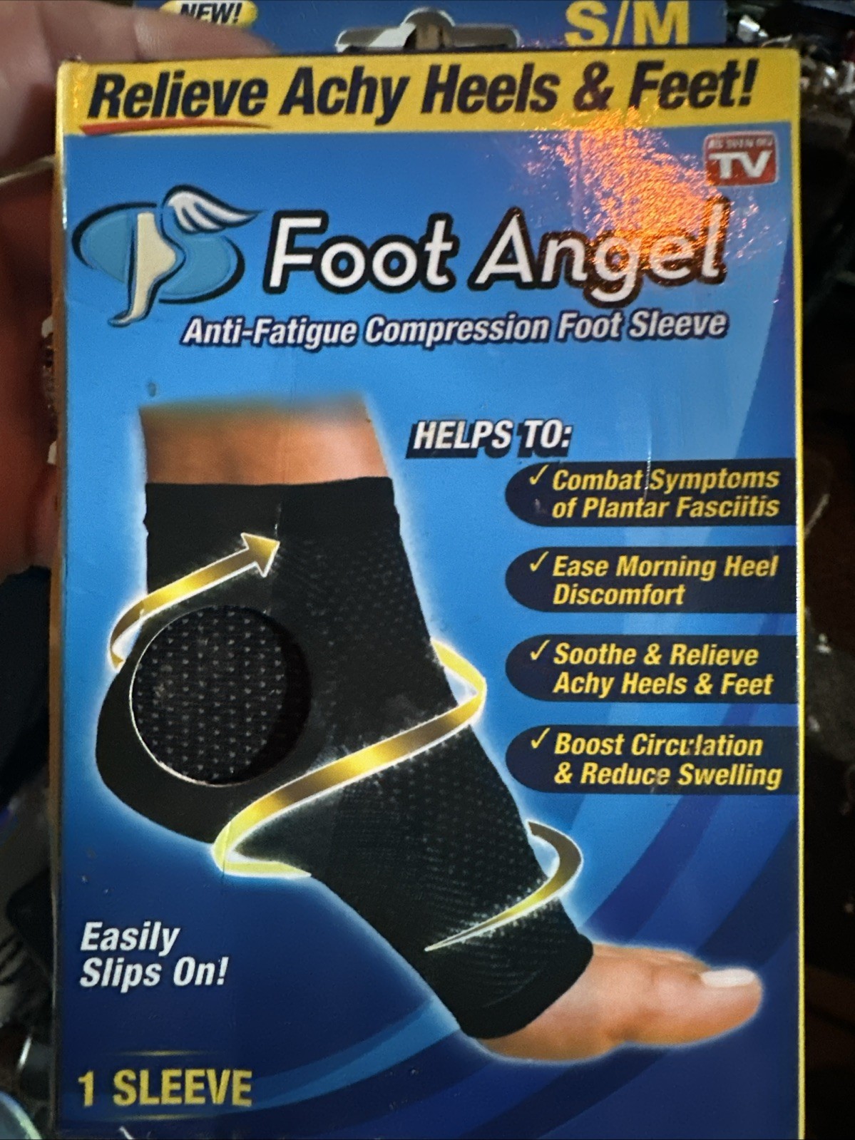 Foot Angel Anti-Fatigue Compression Foot Sleeve Size S/M. New # 1100