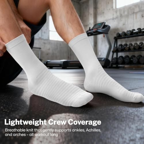 Athletic Crew Compression Socks for Men Women 6 Small-Medium White (6 Pairs)