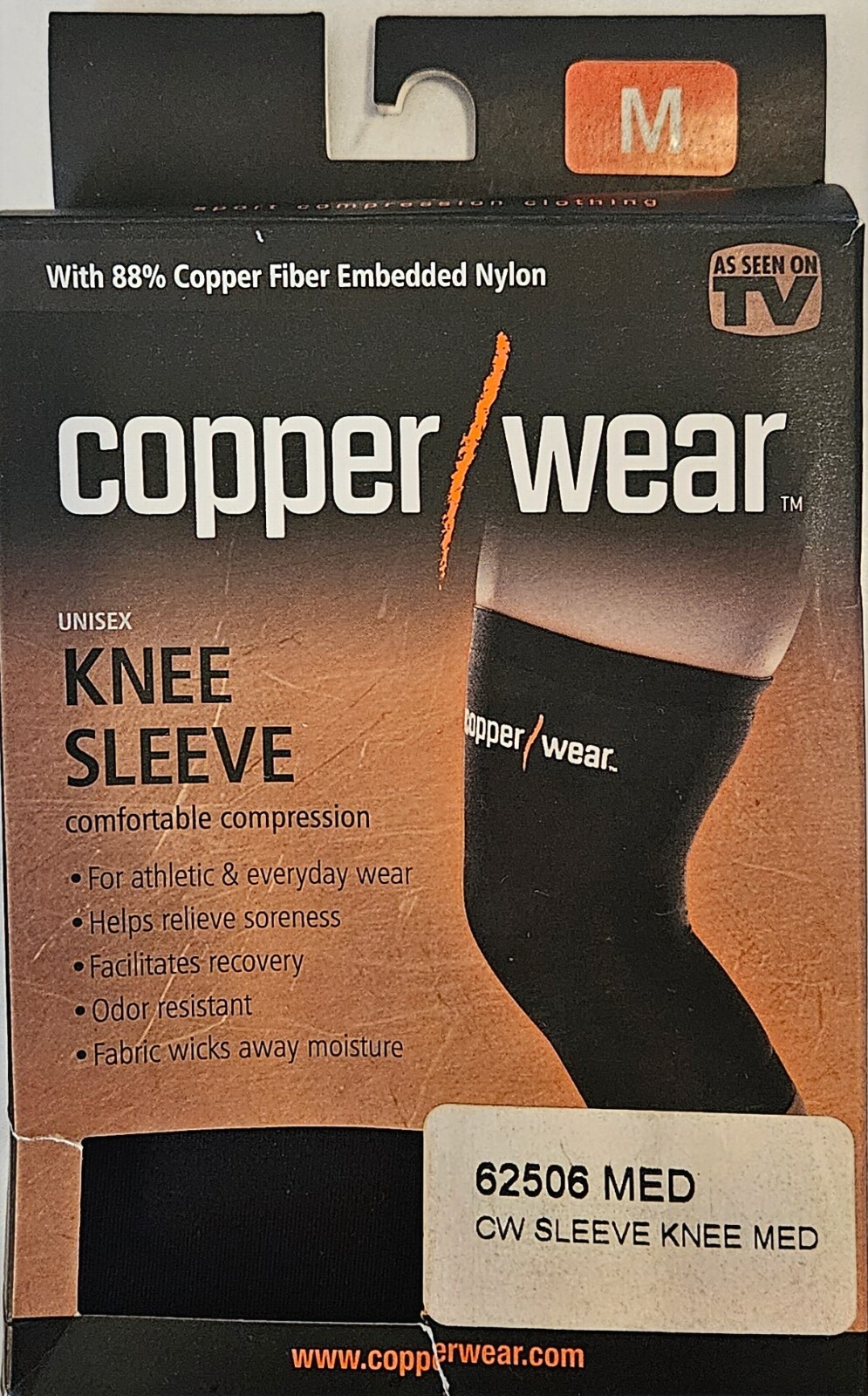COPPER WEAR KNEE SLEEVE – 62508 MEDIUM – BLACK – NB