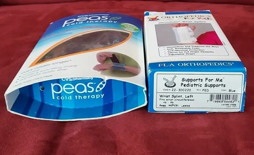 Kids Pediatric Wrist Splint LEFT Hand & Peas Cold Therapy Youth First Aid