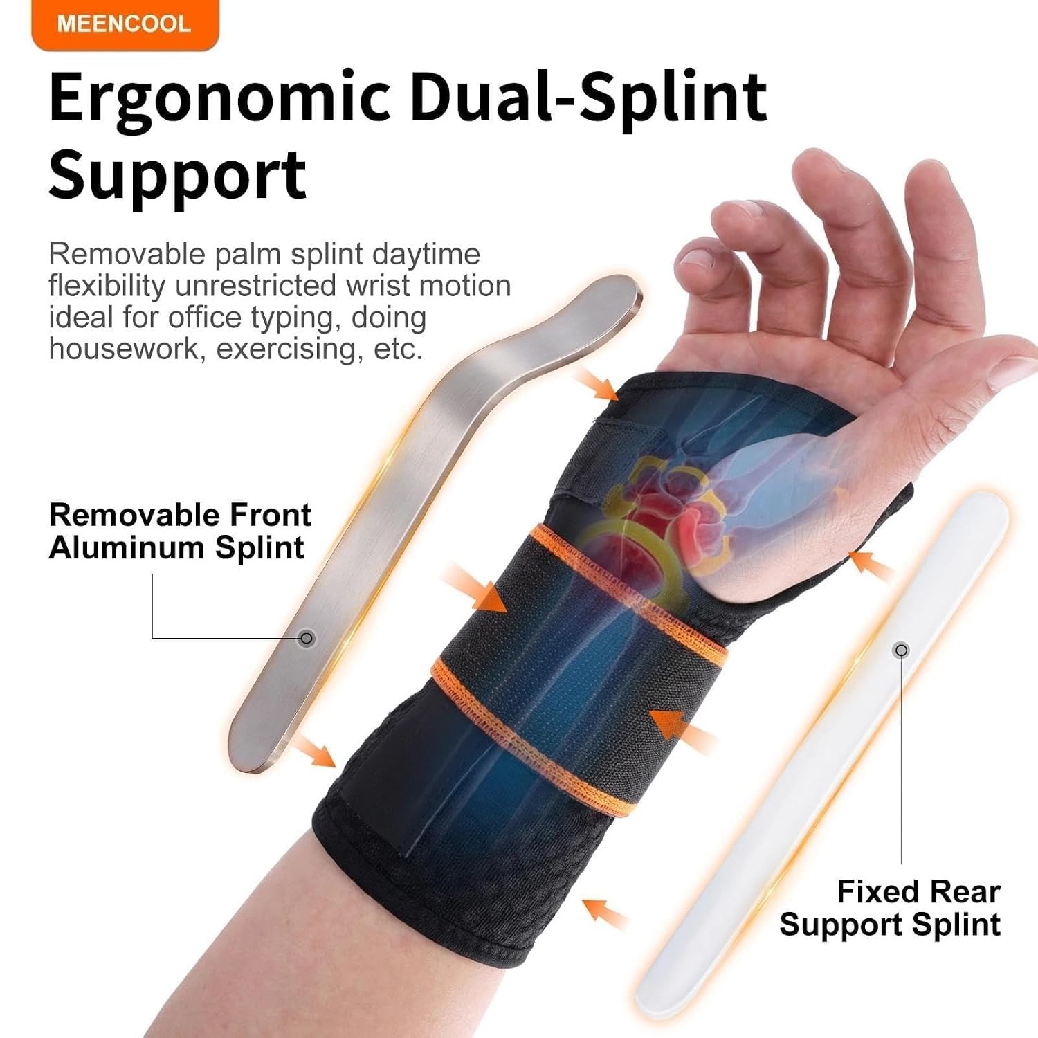 MEENCOOL Carpal Tunnel Wrist Brace Right Hand, Adjustable Night Wrist Splint M